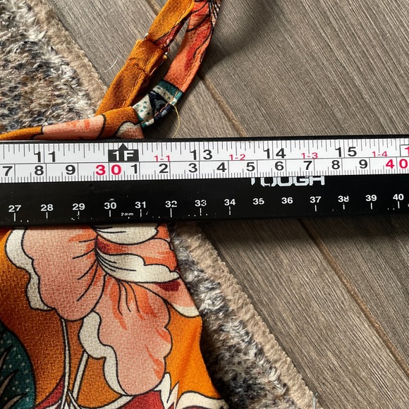 Cantonwalker Women Satin Slip Dress XS Cowl Neck Orange Floral Slit Sexy 90s Y2K - Picture 15 of 16